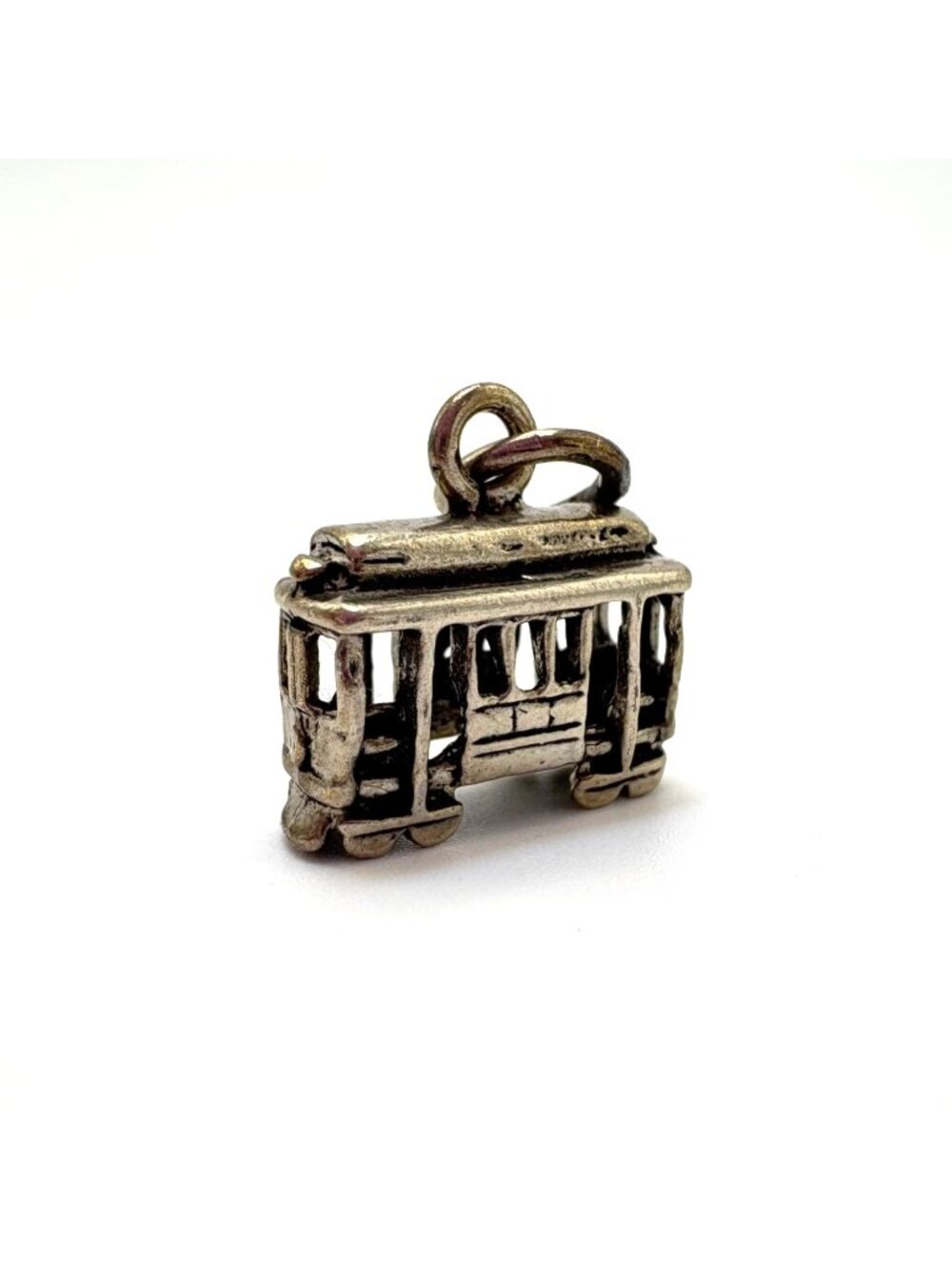 Trolley Street Car Traditional Sterling Silver 925 Charm .50" Length